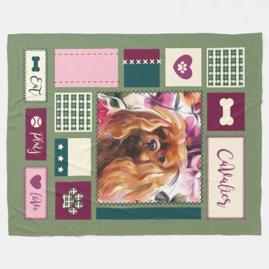 Ruby Cavalier deken | GROOT | groene roze (Voorkant (Horizontaal))