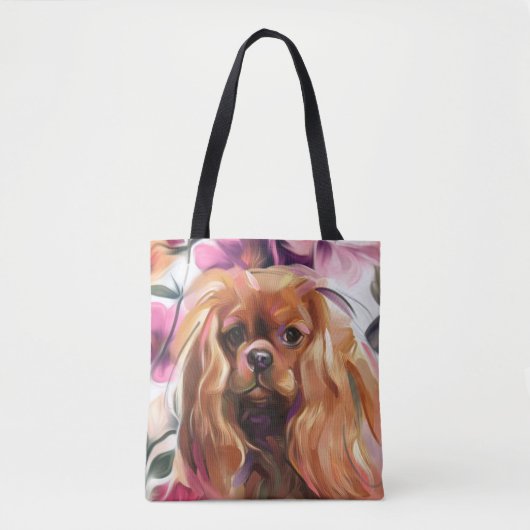 'Ruby' Cavalier dog art canvas tas (Voorkant)