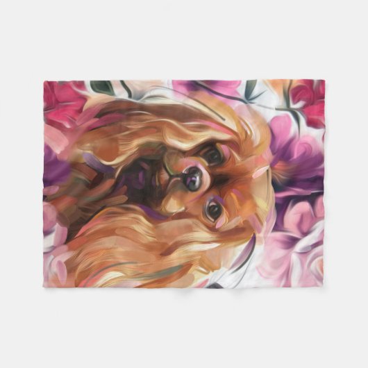 'Ruby' Cavalier dog art fleece deken Small (Voorkant (Horizontaal))