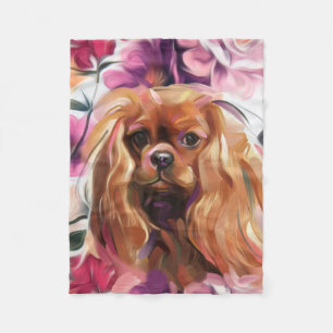 'Ruby' Cavalier dog art fleece deken Small