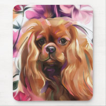 Ruby Cavalier Dog Art Muismat