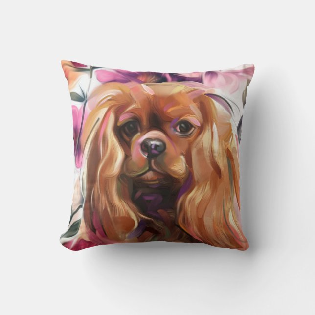 'Ruby' Cavalier dog art print kussen (Voorkant)