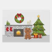 Ruby Cavalier Dog in een feestelijke kerstzaal Inpakpapier Vel (Voorkant 2)