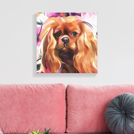 'Ruby' Cavalier-hondenkunst op canvas (Insitu (Woonkamer))