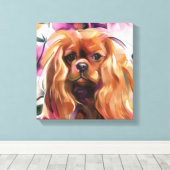 'Ruby' Cavalier-hondenkunst op canvas Afdruk (Insitu (Houten vloer))