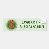 Ruby Cavalier King Charles Spaniel Dog over Groen Bumpersticker (Voorkant)