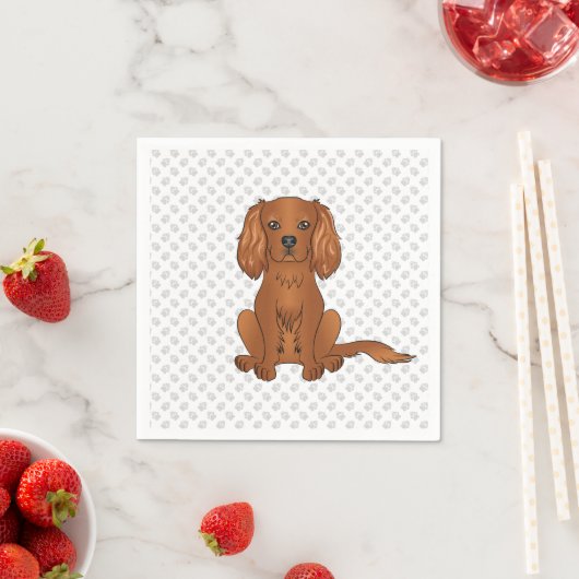 Ruby Cavalier King Charles Spaniel Dog & Paws Servet (Insitu)