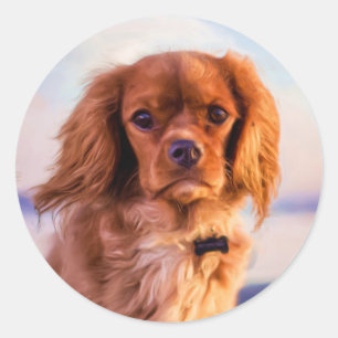 Ruby Cavalier King Charles Spaniel Dog Ronde Sticker