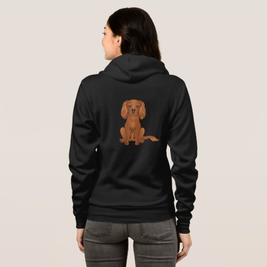 Ruby Cavalier King Charles Spaniel Dog Sitting Hoodie (Achterkant volledig)