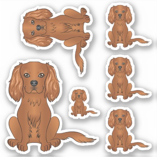 Ruby Cavalier King Charles Spaniel Dog Sitting Sticker (Voorkant)