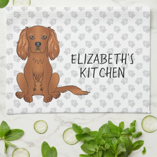 Ruby Cavalier King Charles Spaniel Dog & Text Theedoek (Gevouwen)