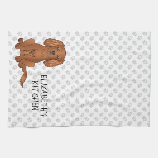 Ruby Cavalier King Charles Spaniel Dog & Text Theedoek (Horizontaal)