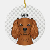 Ruby Cavalier King Charles Spaniel Head & Name Keramisch Ornament (Voorkant)