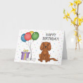 Ruby Cavalier King Charles Spaniel Hond - Verjaard Kaart (Gele Bloem)