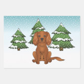 Ruby Cavalier King Charles Spaniel in Winter Inpakpapier Vel (Voorkant)