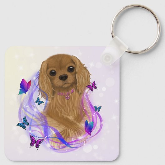 Ruby Cavalier King Charles Spaniel Keychain (Achterkant)