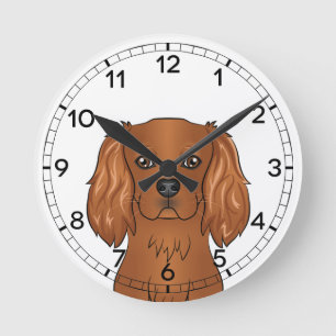 Ruby Cavalier King Charles Spaniel Kop Ronde Klok
