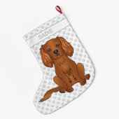 Ruby Cavalier King Charles Spaniel & Name Grote Kerstsok (Achterkant (Hangend))