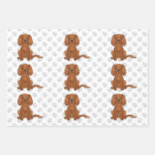 Ruby Cavalier King Charles Spaniel Patroon Inpakpapier Vel (Voorkant 3)