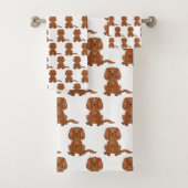 Ruby Cavalier King Charles Spaniel Pattern Bad Handdoek (Insitu)