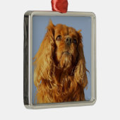 Ruby Cavalier King Charles Spaniel Puppy Dog Metalen Ornament (Rechts)