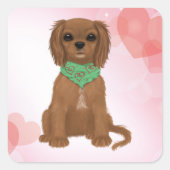 Ruby Cavalier King Charles Spaniel Puppy Vierkante Sticker (Voorkant)