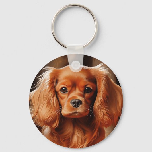 Ruby Cavalier King Charles Spaniel Sleutelhanger (Voorkant)