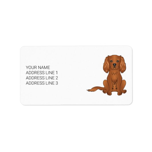 Ruby Cavalier King Charles Spaniel & Text Etiket (Voorkant)