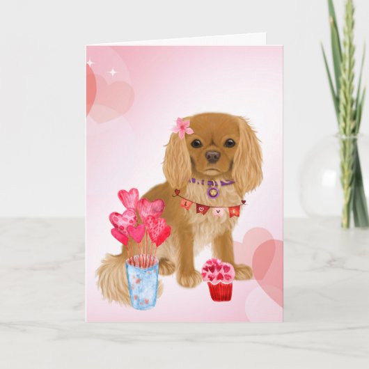 Ruby Cavalier King Charles Spaniel Valentijn Kaart (Voorkant)