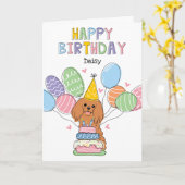 Ruby Cavalier King Charles Spaniel Verjaardag Kaart (Gele Bloem)