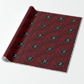 Ruby Crimson Red | Klassieke Grunge Monogram Cadeaupapier (Uitgerold)