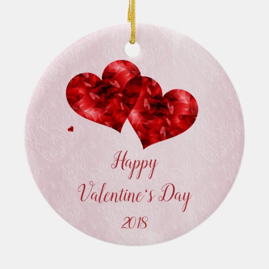 Ruby Cristal Amour et Coeurs Ornement initial (Dos)