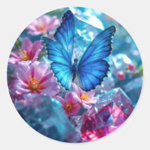 Ruby Crystals Garden Butterfly Ronde Sticker