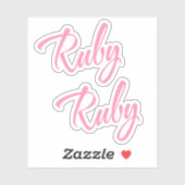 Ruby Decoratieve Naam in Roze x2 Sticker (Vel)