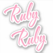 Ruby Decoratieve Naam in Roze x2 Sticker (Voorkant)