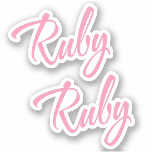 Ruby Decoratieve Naam in Roze x2 Sticker (Voorkant)