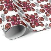 Ruby & Diamond Gemstone Art Red Cadeaupapier (Rol Hoek)