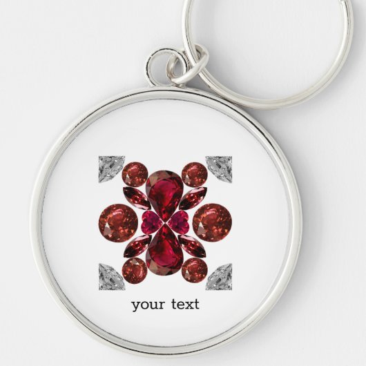 Ruby & Diamond Gemstone Art Red Sleutelhanger (Voorkant)