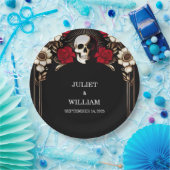 Ruby Dikke Claret Wit Hart Rood Zwart Bruiloft Papieren Bordje (Feest)