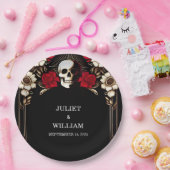 Ruby Dikke Claret Wit Hart Rood Zwart Bruiloft Papieren Bordje (Feest)