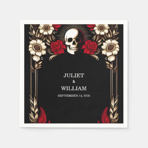 Ruby Dikke Claret Wit Hart Rood Zwart Bruiloft Servet