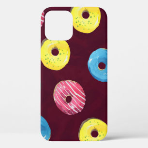 Ruby Donuts: Waterverf Naadloos Patroon. iPhone 12 Hoesje