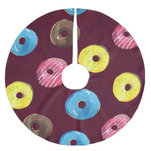 Ruby Donuts: Waterverf Naadloos Patroon. Kerstboom Rok