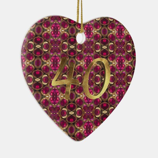 Ruby Edelsteen Pattern 40e bruiloft Jubileum Keramisch Ornament (Rechts)