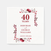 Ruby Elegant Floral 40ste bruiloft Jubileum Servet (Voorkant)