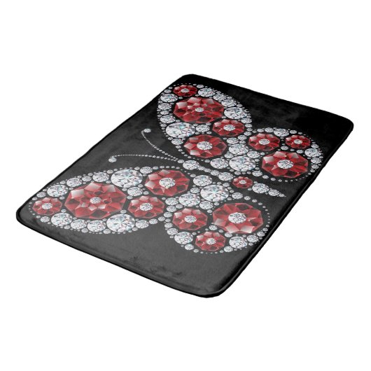 Ruby en Emerald Rhinestone Butterfly Badmat (Gekanteld)