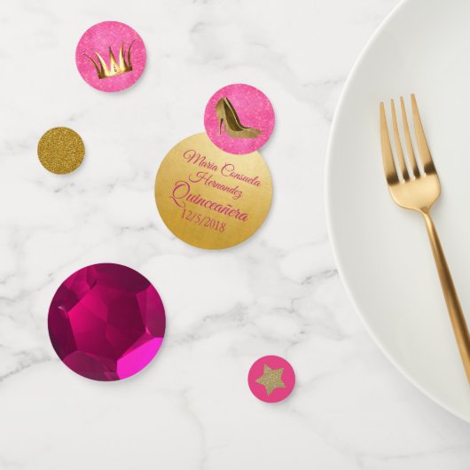Ruby en Gold Custom Quinceanera Confetti (Groep)