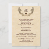 Ruby en Gold Monogram Gothic Invitation Kaart (Voorkant)