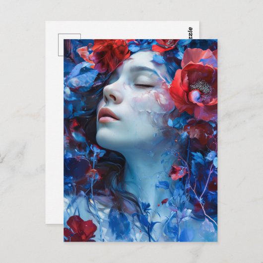 Ruby en Periwinkle Fantasy Vrouw Briefkaart (Voorkant / Achterkant)