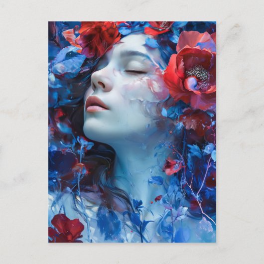 Ruby en Periwinkle Fantasy Vrouw Briefkaart (Voorkant)